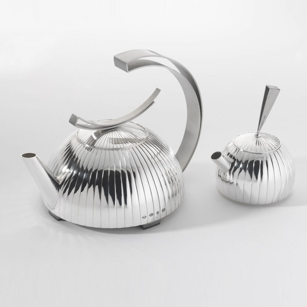 Christopher Perry Hand Chased Hallmarked Silver Teapot and Milk Jug
