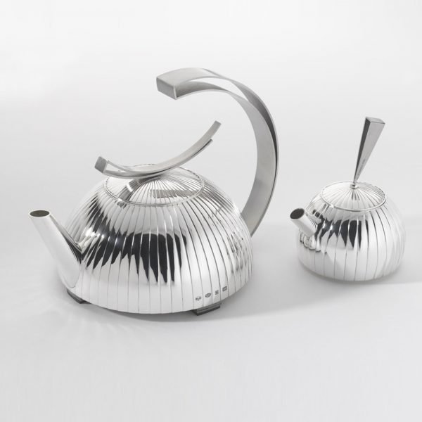 Christopher Perry Hand Chased Hallmarked Silver Teapot and Milk Jug