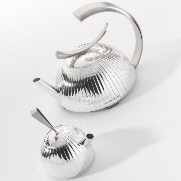 Christopher Perry Hand Chased Hallmarked Silver Teapot and Milk Jug