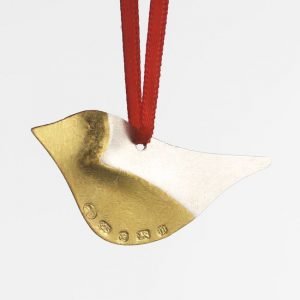 Christopher Perry Hallmarked Sterling Silver Baby Robin Christmas Tree Decoration