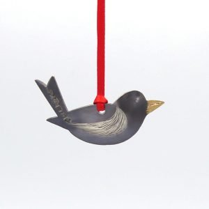 Christopher Perry Sterling Silver Baby Blackbird Christmas Decoration hanging sq