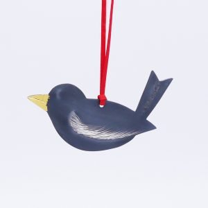 Christopher Perry Mother Blackbird Oxidised Hallmarked Sterling Silver Christmas Tree Decoration